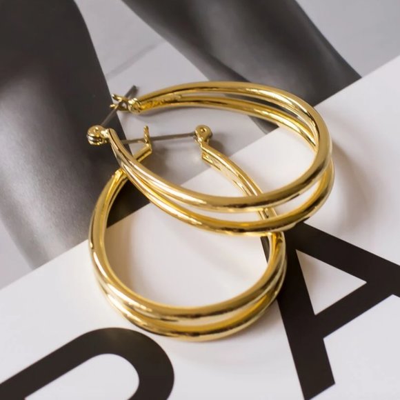 Luv Aj The Pierced Hoops Earrings - Gold main image 1